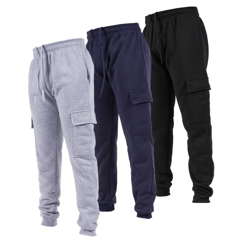 Ultra Performance 3 Pack Mens Sweatpants, Fleece Cargo Joggers for Men with Pockets