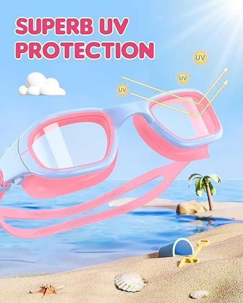 Swimming Goggles for Teens - 180° Wide View, Anti-Fog & UV Protection, Multi-Layer HD Lenses with Adjustable Straps