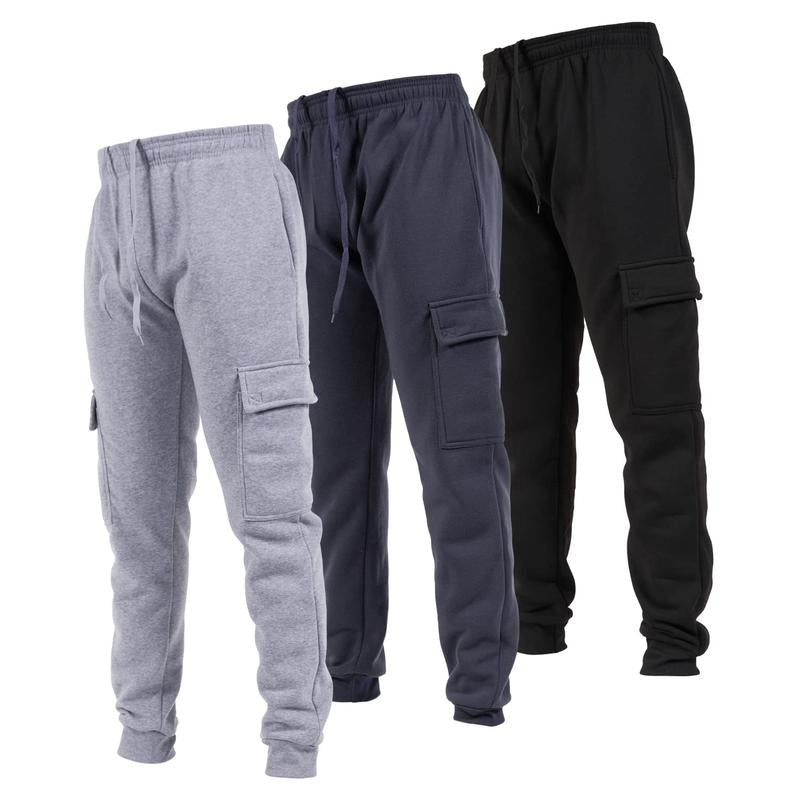 Ultra Performance 3 Pack Mens Sweatpants, Fleece Cargo Joggers for Men with Pockets