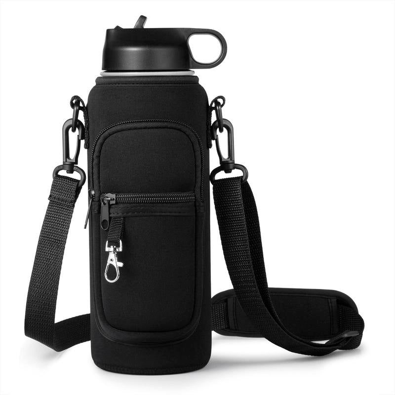 Water Bottle Holder, Water Bottle Holder with Adjustable Strap and Phone Pocket, Water Bottle Sleeve for Outdoor Sports Hiking Camping