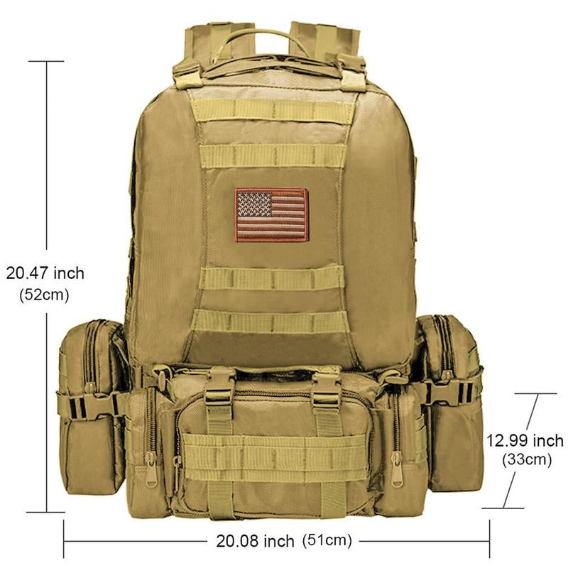 CVLIFE Tactical Backpack 50-60L Military Grade 600D Polyester, Water-Resistant MOLLE System for Hiking, Camping