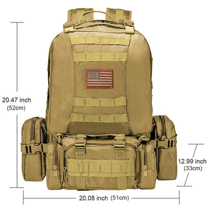 CVLIFE Tactical Backpack 50-60L Military Grade 600D Polyester, Water-Resistant MOLLE System for Hiking, Camping