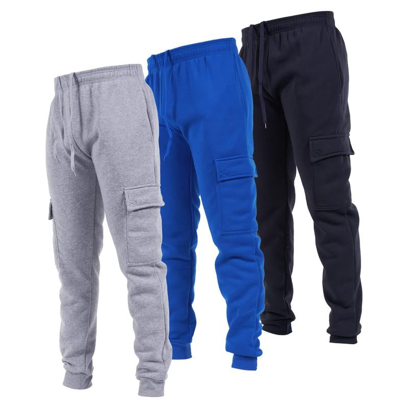 Ultra Performance 3 Pack Mens Sweatpants, Fleece Cargo Joggers for Men with Pockets