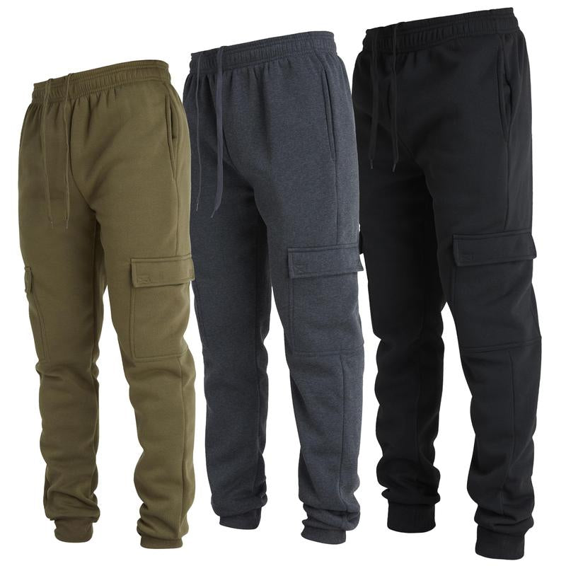 Ultra Performance 3 Pack Mens Sweatpants, Fleece Cargo Joggers for Men with Pockets