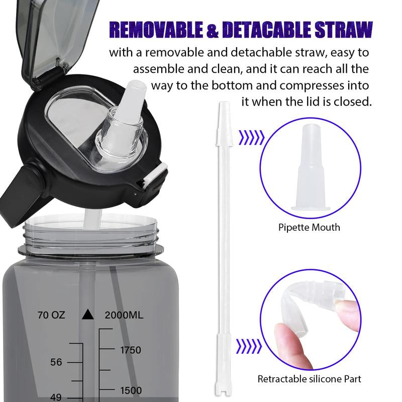 Multifunctional Portable Straw Bottle with Detachable Water Bottle Cover & Strap Set, Large Capacity Sport Water Bottle for Outdoor Sports