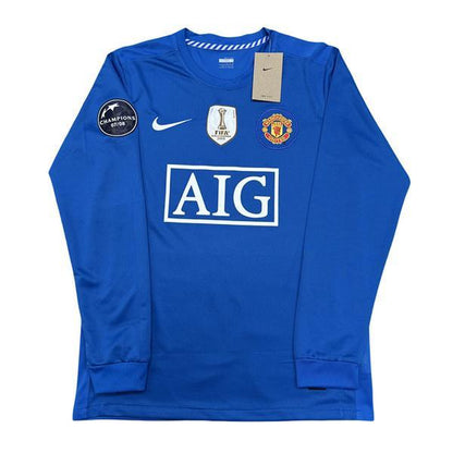 NIKE 0809 Manchester United Away Retro Long Sleeve Soccer Jersey No. 7 Ronaldo