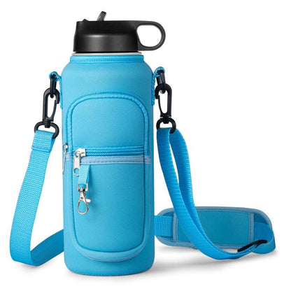 Water Bottle Holder, Water Bottle Holder with Adjustable Strap and Phone Pocket, Water Bottle Sleeve for Outdoor Sports Hiking Camping