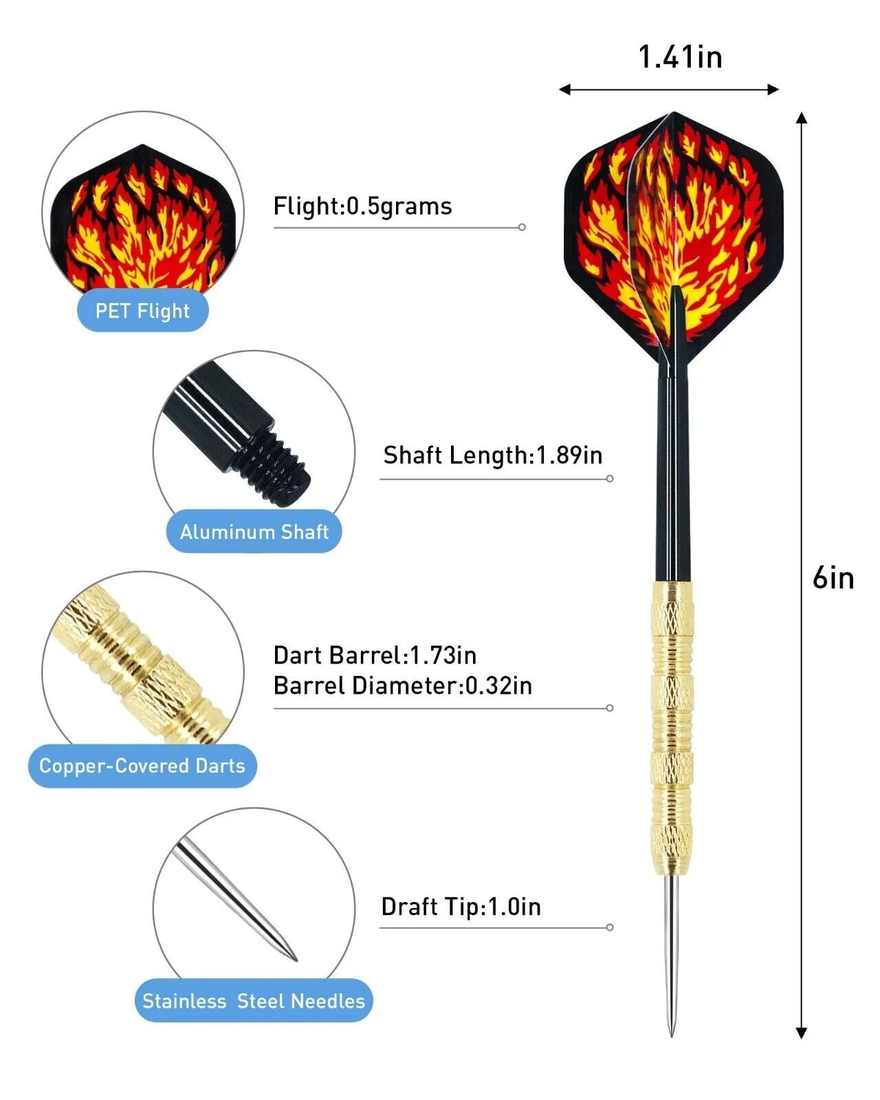 5 Sets (15Pcs) Steel Tip Professional Darts Set Darts Slim Barrel Dart Flights