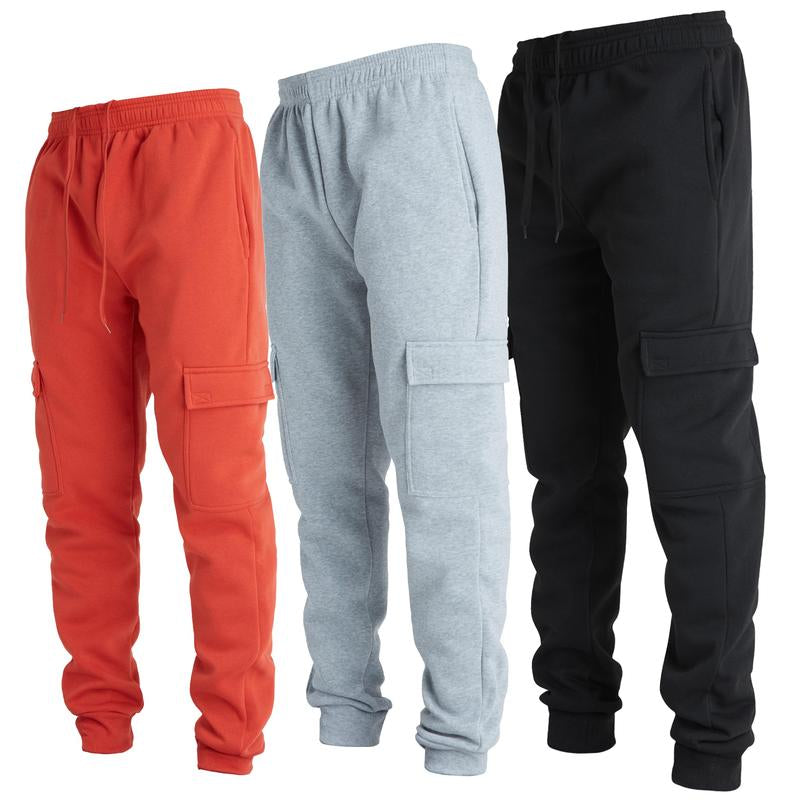 Ultra Performance 3 Pack Mens Sweatpants, Fleece Cargo Joggers for Men with Pockets