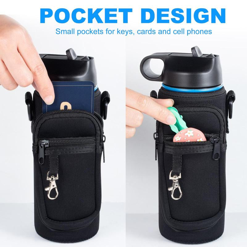 Water Bottle Holder, Water Bottle Holder with Adjustable Strap and Phone Pocket, Water Bottle Sleeve for Outdoor Sports Hiking Camping